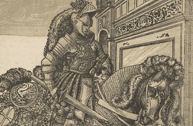 Image of St George on horseback, the patron saint of of all knights of England.