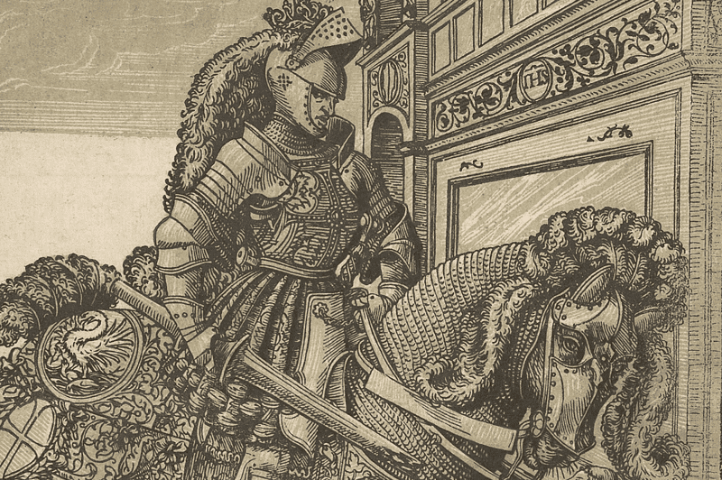 Image of St George on horseback, the patron saint of of all knights of England.