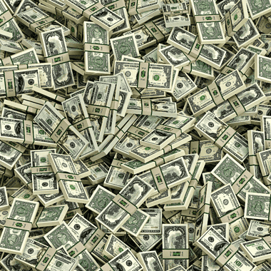 Image of stacks of cash for an article about the largest heists in history