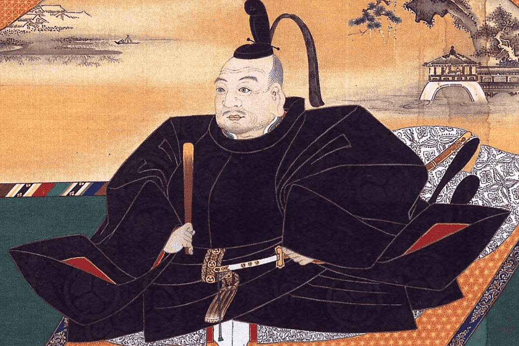 Image an artist's depiction of Tokugawa Ieyasu in traditional robes