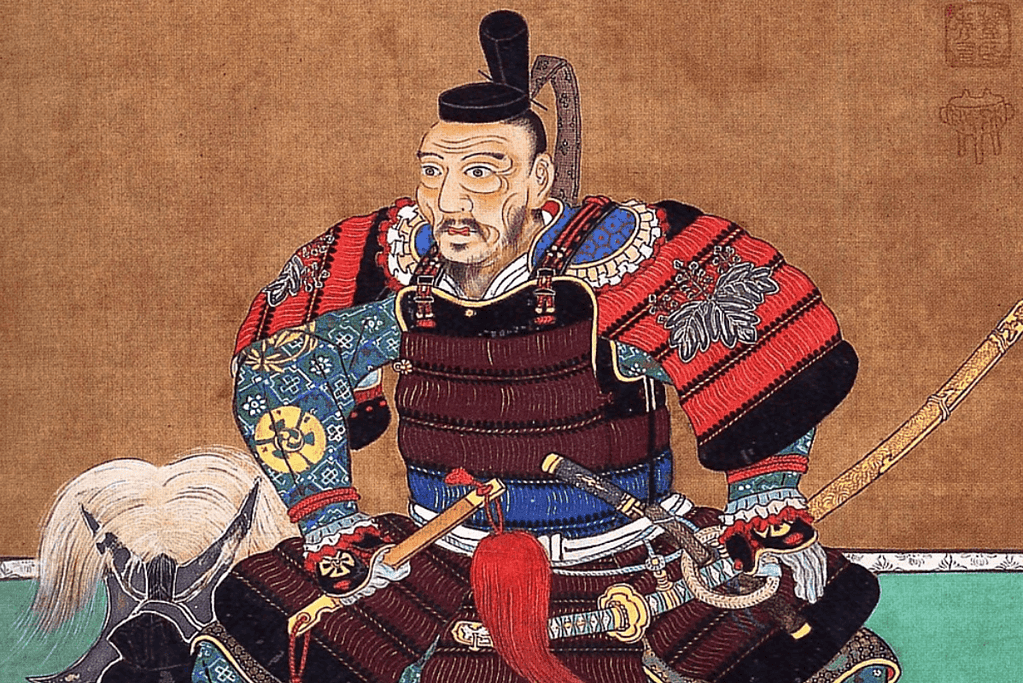 Image of legendary samurai Toyotomi Hideyoshi seated