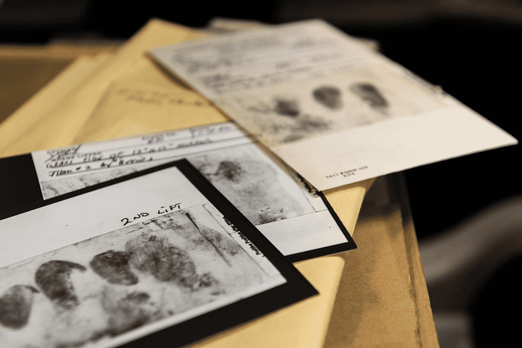Image of fingerprint files from a criminal case.
