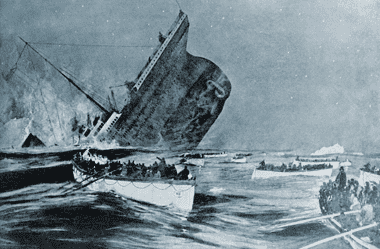 Image of an artist's depiction of the sinking of the Titanic for a blog post covering 25 interesting facts about the titanic sinking.