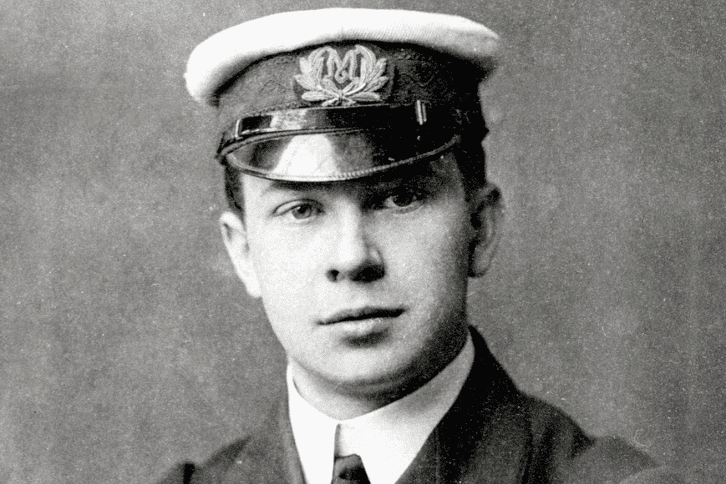 Image of a photo of Jack Phillips, the brave radio operator of the Titanic, who sent out crucial distress signals during the tragic events of that night.