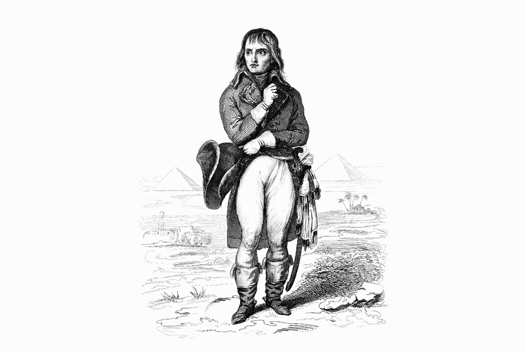 Image of an artist's rendition of Napoleon on campaign in Egypt.