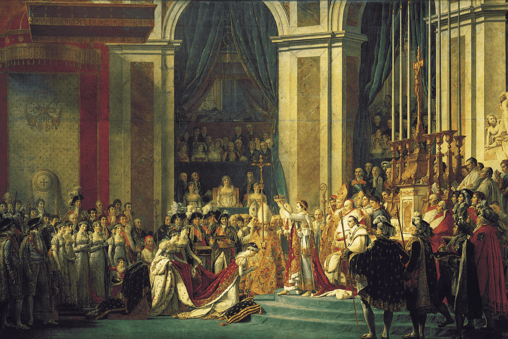 Image of Napoleon and Josephine's coronation for an article covering 10 interesting facts about Napoleon.