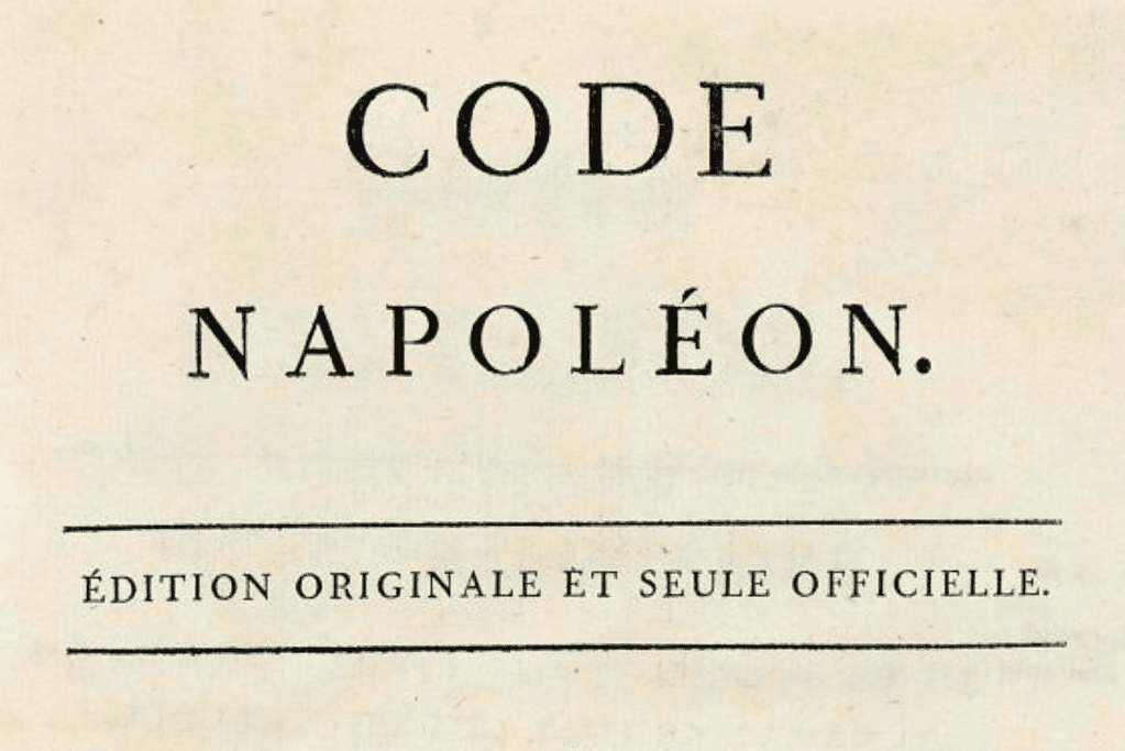 Image of the original cover of the Napoleonic Code, enacted in 1804