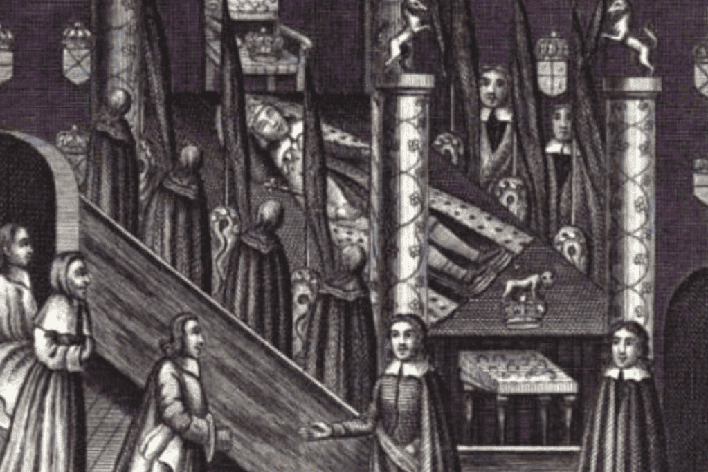 Image of Lord Protector Oliver Cromwell lying in state.