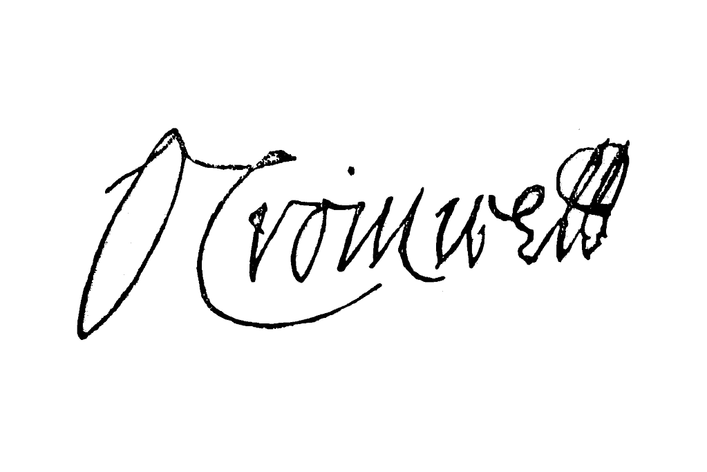 Image of Oliver Cromwell's signature for an article covering 10 interesting facts about Oliver Cromwell