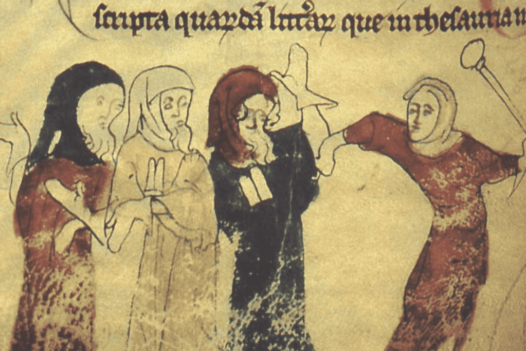 Image of a 1355 manuscript depicting the expulsion of Jews from England.