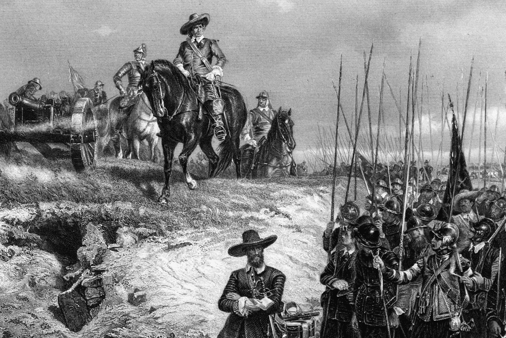 Image of an artists rendition of Oliver Cromwell at the Battle of Marston Moor.