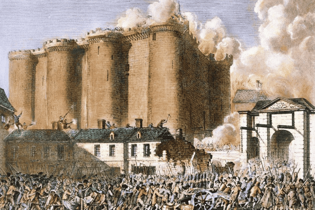 fall-of-the-bastille-first-victory Image of the storming of the Bastille on July 14, 1789.