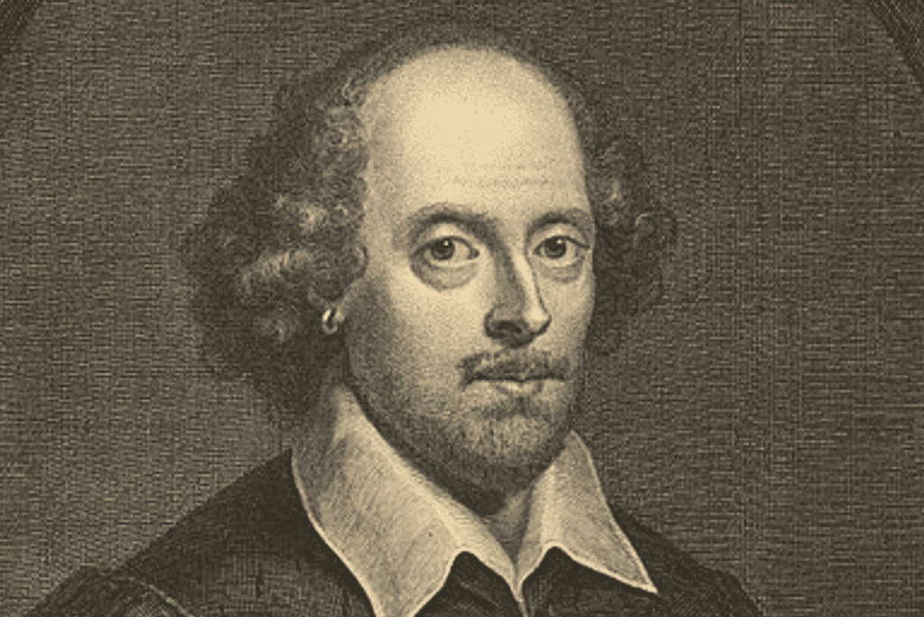 Image of a portrait of Shakespeare with his trademark earing.