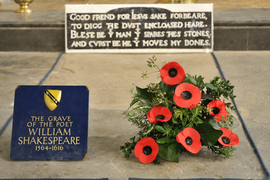 Image of Shakespeare's grave in Holy Trinity Church in Stratford-upon-Avon.
