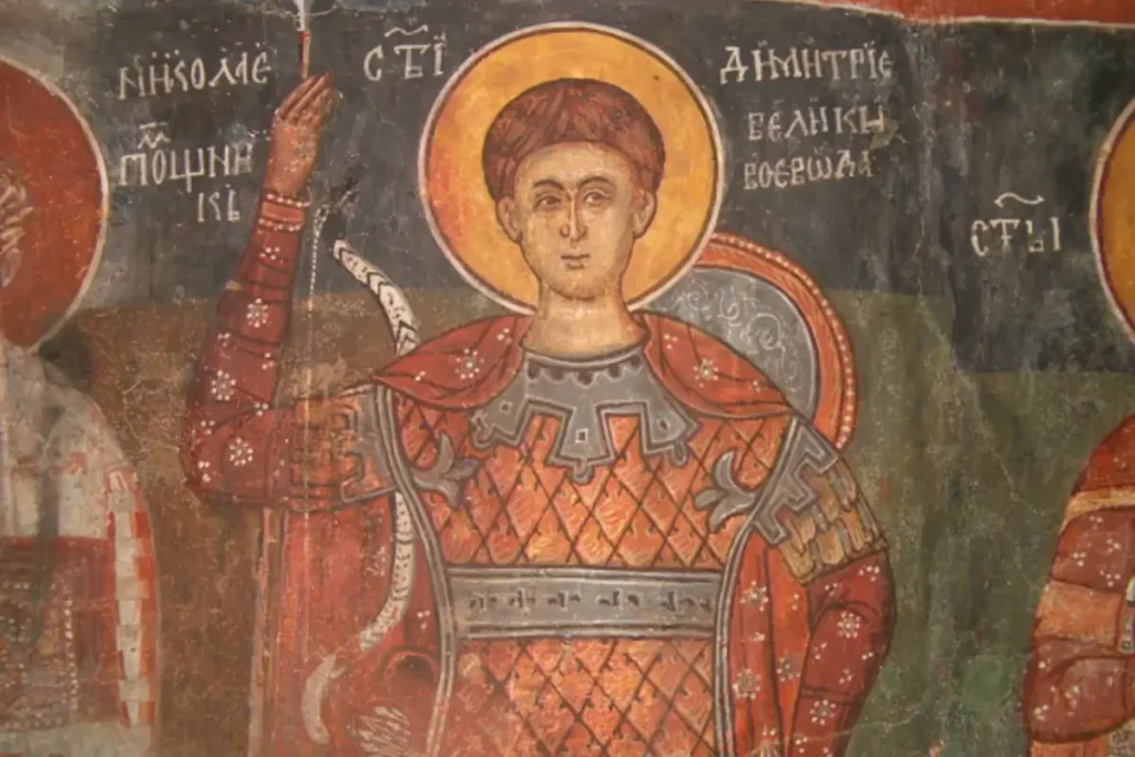 Image of a painting of warrior saint, Saint Demetrius of Thessaloniki.