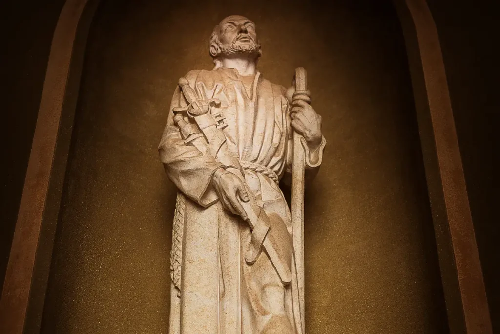 I image of a statue of Saint Ignatius of Loyola.
