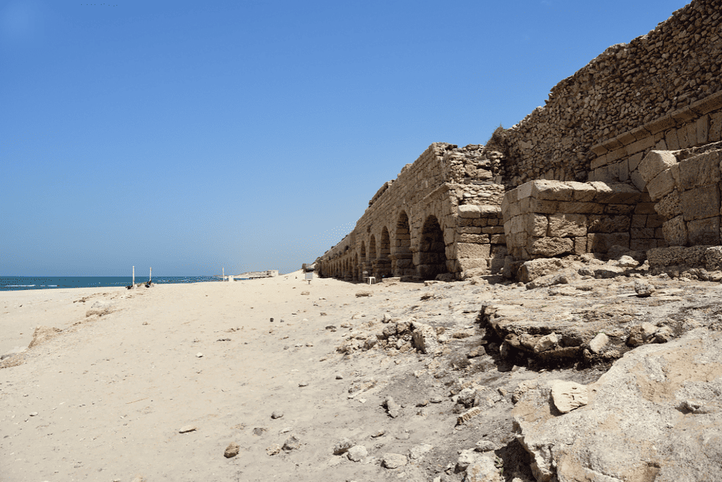 Image of the ruins of Caesarea Maritima for a blog post covering ancient biblical sites in Israel.