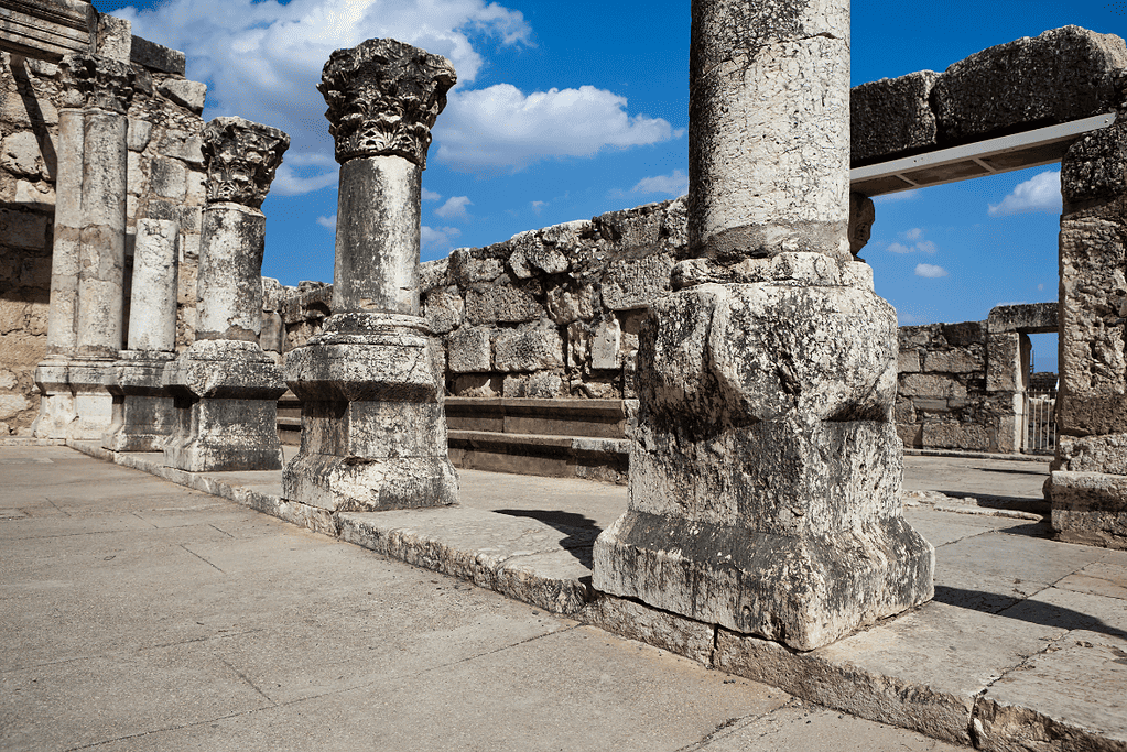 Image of the ancient ruins of Capernaum, once a bustling biblical village.