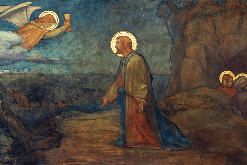 Image of a painting of Jesus in the Garden Of Gethsemane.