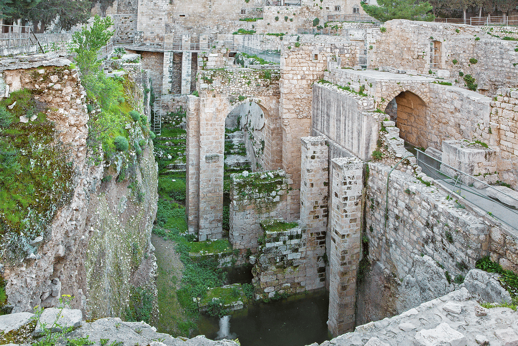 Image of the historic ruins of the Pools of Bethesda in Jerusalem.