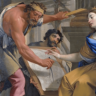 Image of an artist's rendition of Artemisia directing the construction of the mausoleum of Halicarnassus for an article covering key facts about Artemisia.