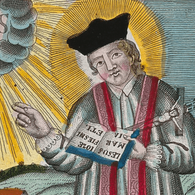 Image of an artist's rendition of St Valentine healing a leper for a blog post covering 10 intriguing facts about St Valentine.