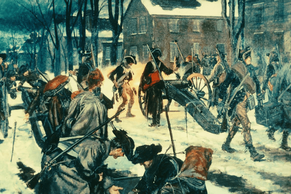 Image of Continental troops following the Battle of Trenton.