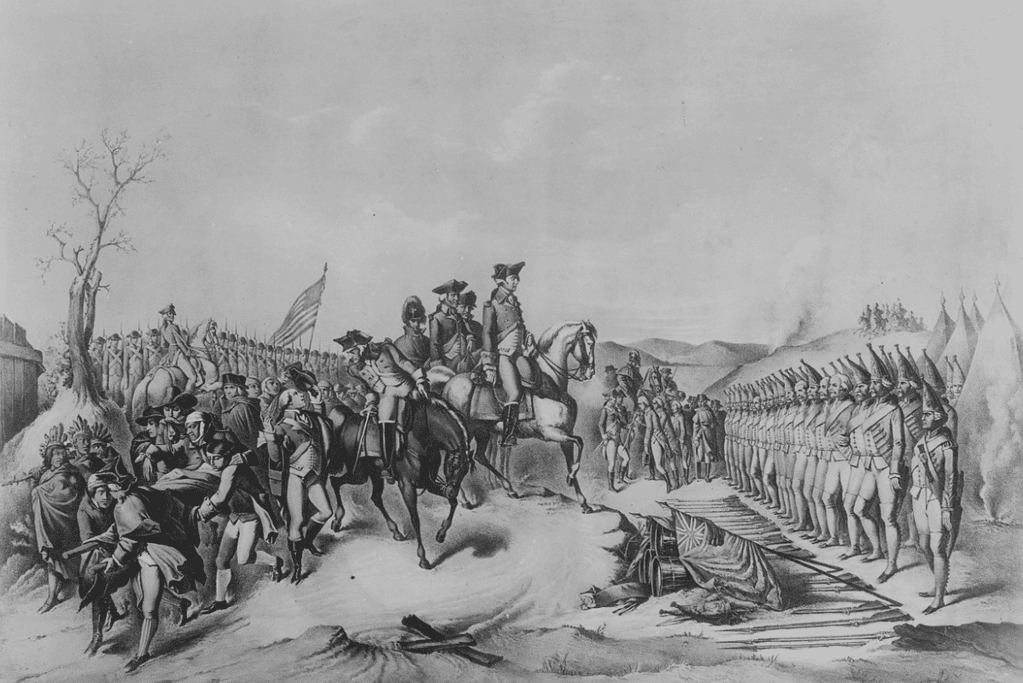 Image of the British surrender at Trenton for a blog post covering George Washington crossing the Delaware.