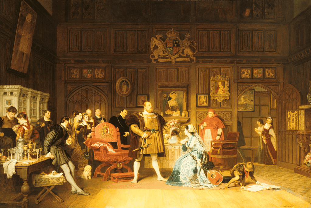 Image of a painting featuring King Henry VIII and Anne Boleyn.
