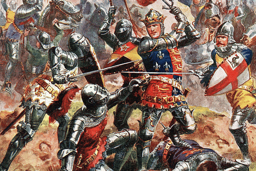 Image of English and French forces in combat for a blog post covering epic 100 Years War battles.