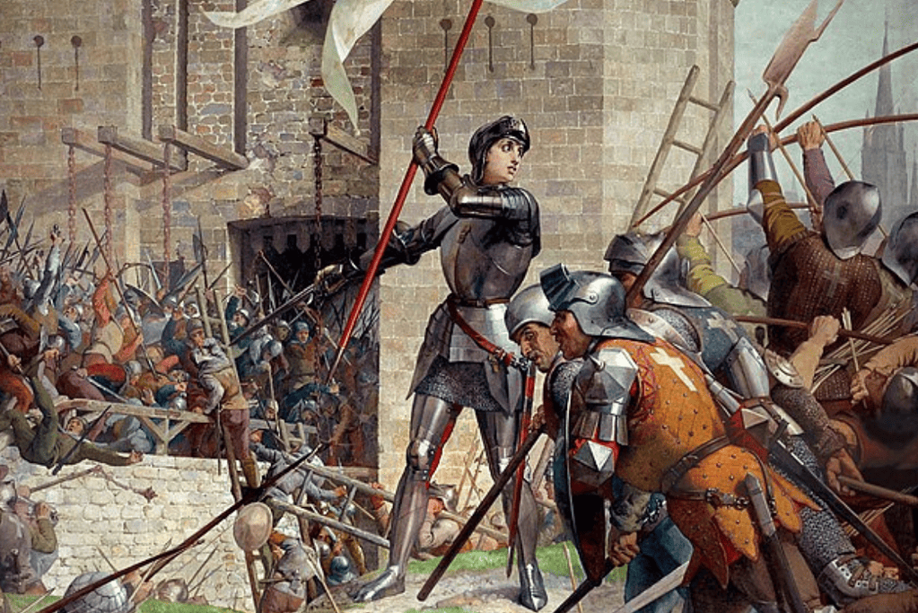 Image of Joan of Arc at the Siege of Orlean for a blog post covering significant 100 Years War battles.