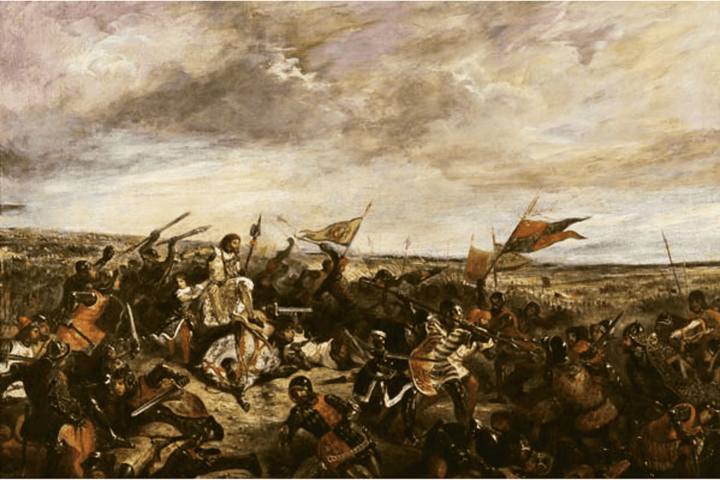Image of a painting of the Battle of Potiers for a blog post covering epic 100 Years War battles.