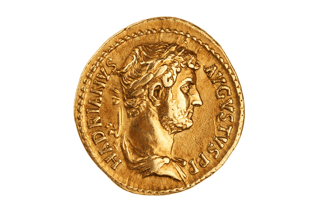 Image of a gold coin depicting Emperor Hadrian