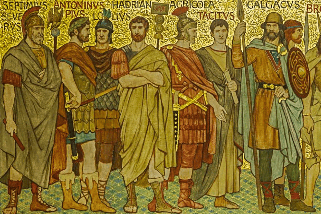 Image of a mural containing a number of the 5 good emperors of Rome