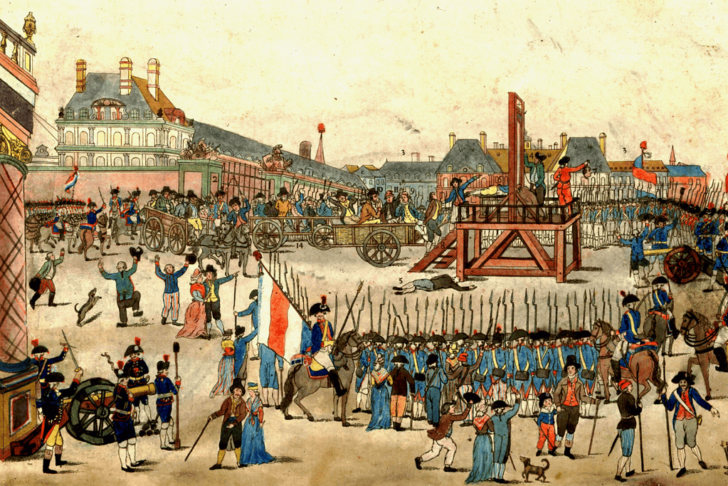 Image of the execution of Robespierre for a blog post covering the causes of the French Revolution.
