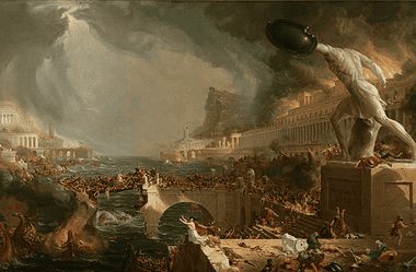 Image of the sacking of Rome for a blog post covering the collapse of the Roman Empire.