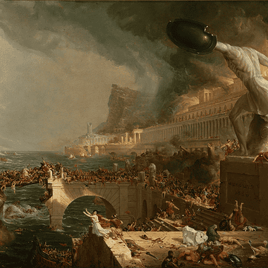 Image of the sacking of Rome for a blog post covering the collapse of the Roman Empire.