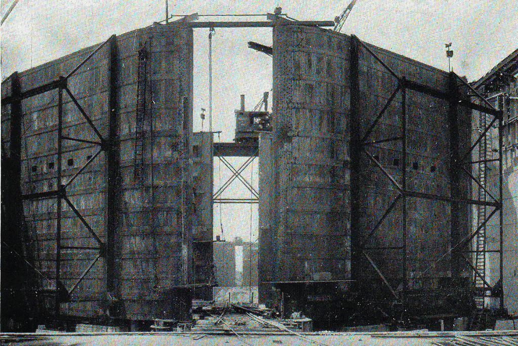 Image of newly constructed locks of the canal for a blog post about constructing the Panama Canal.