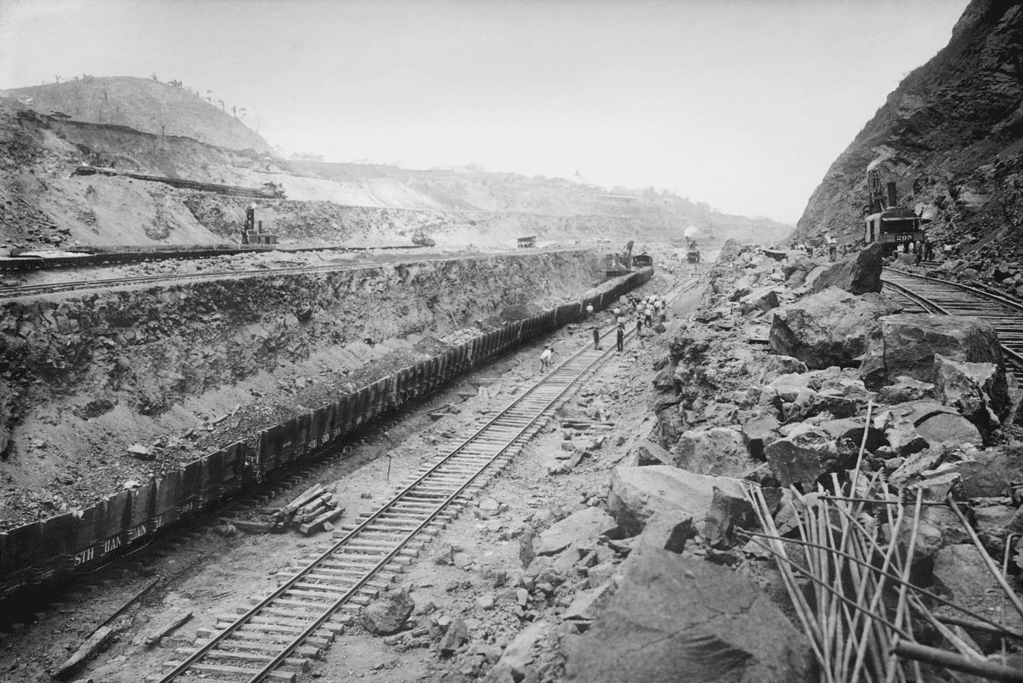 Image of early work underway on the Panama Canal.