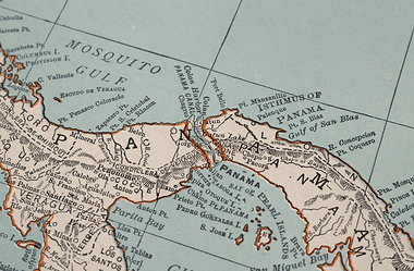 Image of a map of Panama, featuring the canal, for a blog post on constructing the Panama Canal.