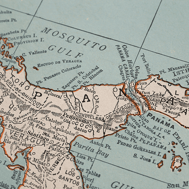 Image of a map of Panama, featuring the canal, for a blog post on constructing the Panama Canal.