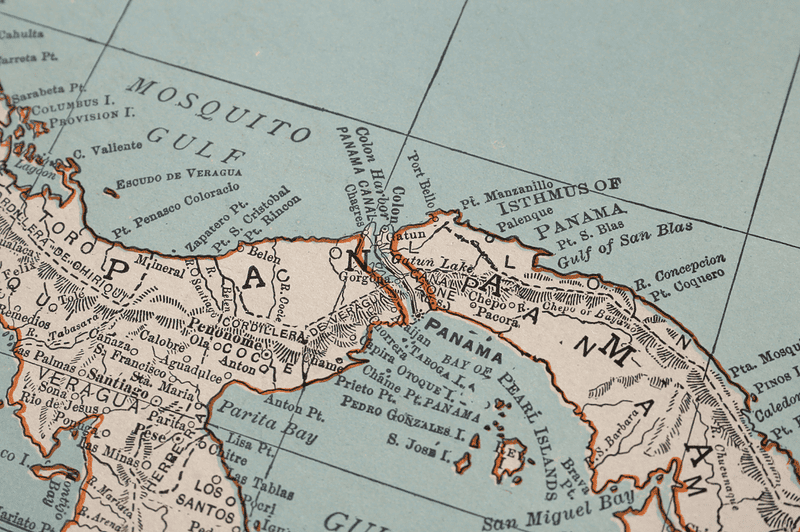 Image of a map of Panama, featuring the canal, for a blog post on constructing the Panama Canal.