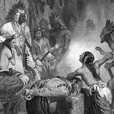 Image of Pocahontas saving John Smith for a blog post covering facts about Pocahontas.