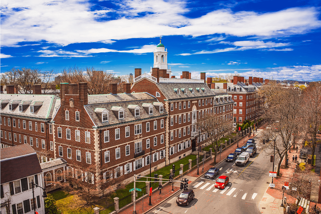 Image of the campus of Harvard University for a blog post covering the oldest US colleges and universities.