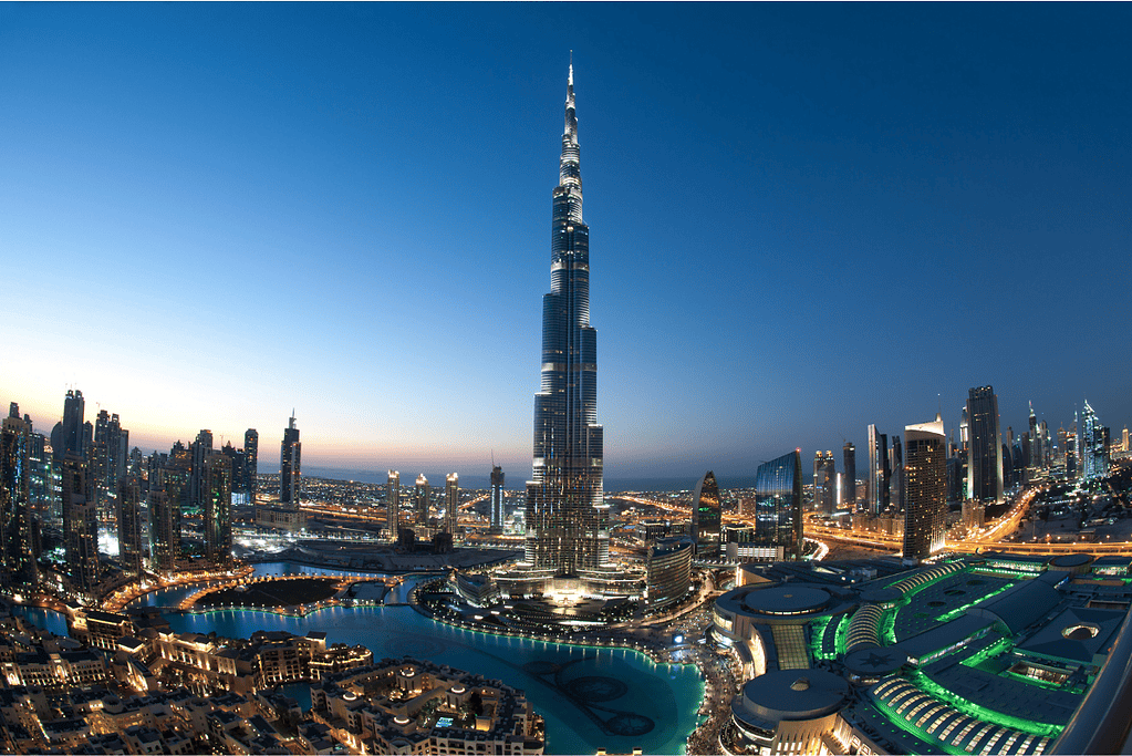 Image of the Burj Khalifa in Dubai for a blog post covering the tallest buildings in history.