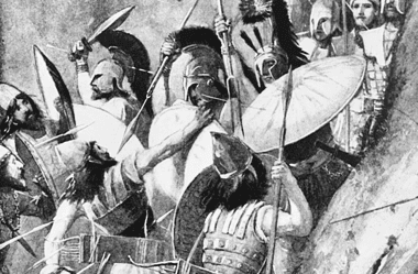 Image of an artist's rendition of the Battle of Thermopylae.