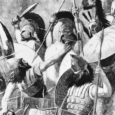 Image of an artist's rendition of the Battle of Thermopylae.