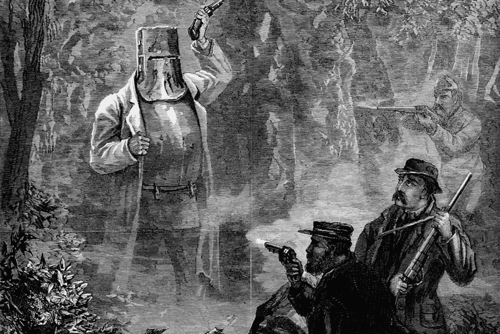 Image of Ned Kelly in full homemade body armor