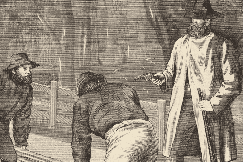 Image of an artist's rendition of Ned Kelly as a robber.
