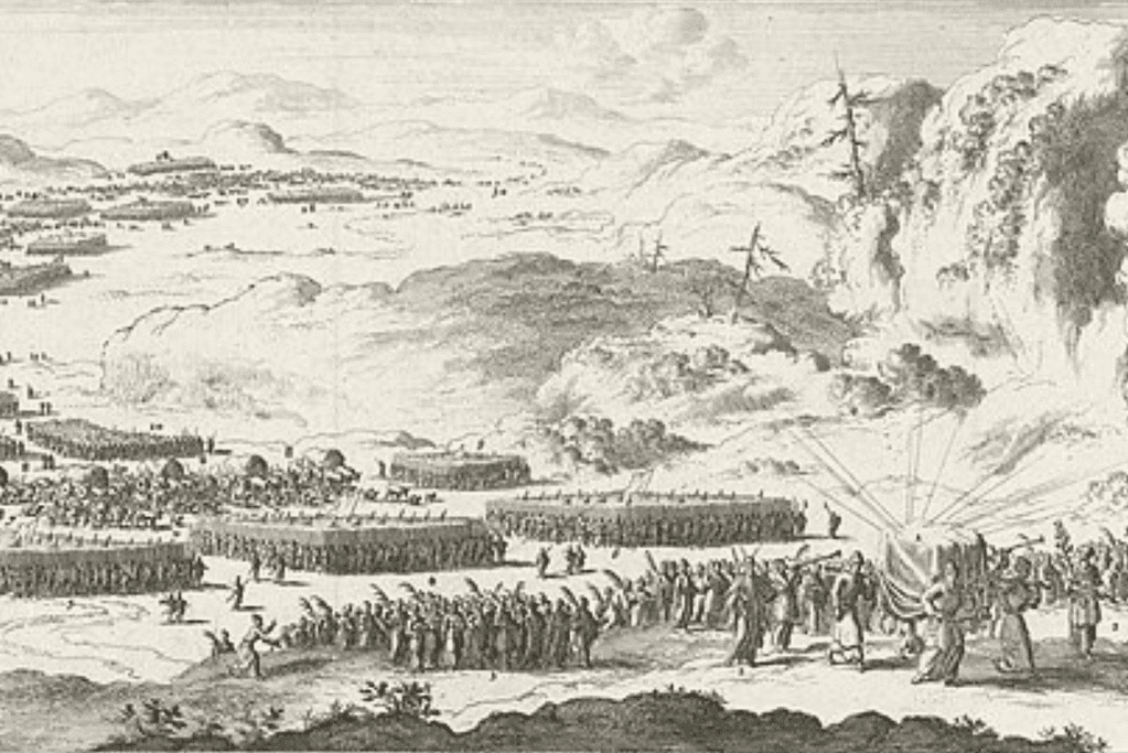 Image of the 12 tribes of Israel led by the Ark of the Covenant.